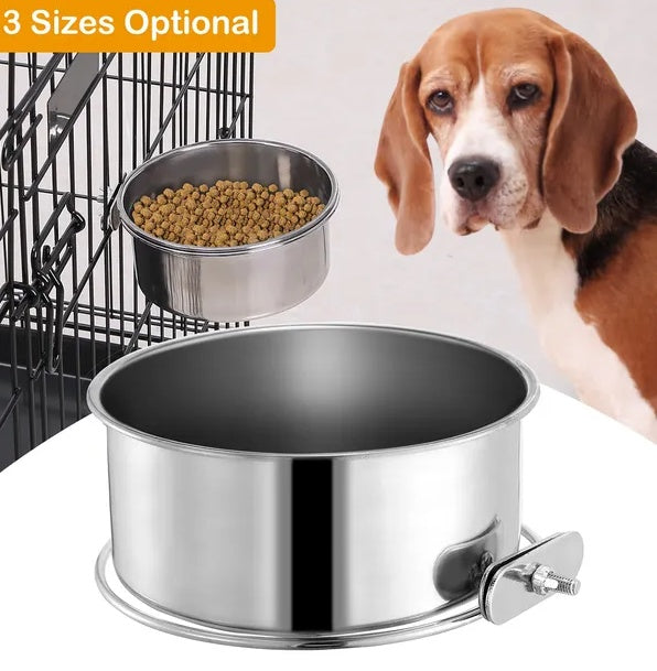 Stainless Steel Hanging Pet Bowl — Detachable Crate Food & Water Bowl for Dogs, Cats & Small Pets