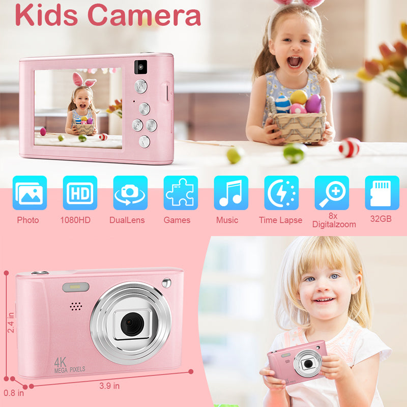 Kids Digital Camera Birthday Gift Set | 48MP 1080P + 32GB SD Card