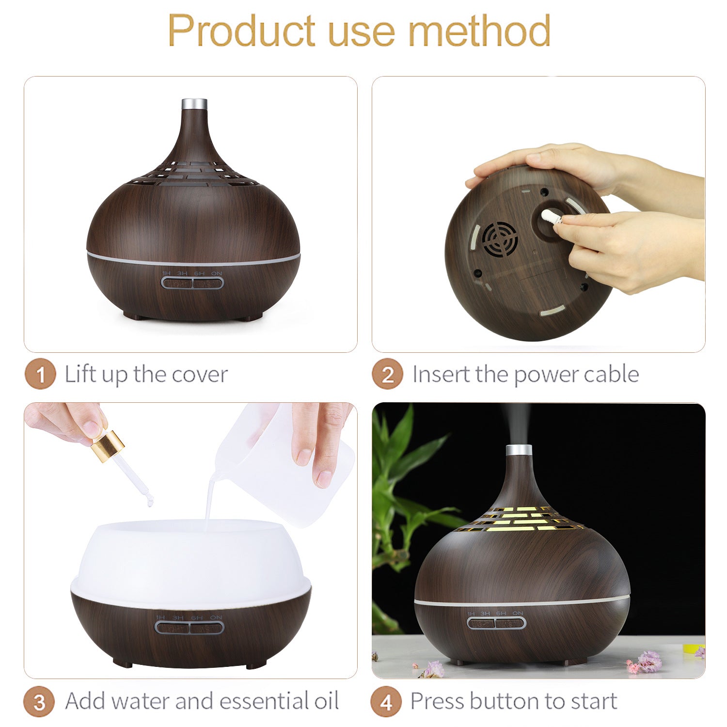 Luxury Wood Grain Ultrasonic Aroma Diffuser — Japandi Home Scent Decor