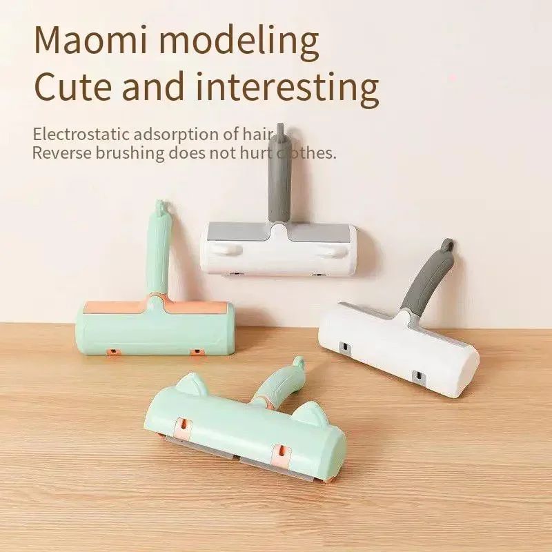Image 1: "Pet hair removal roller self-cleaning lint brush for dogs and cats"
Image 2: "Self-cleaning pet hair remover removing fur from sofa"
Image 3: "Two-way pet hair roller with static technology for clothing"
Image 4: "Reusable lint roller cleaning pet hair from furniture"
Image 5: "Pet hair removal brush with self-cleaning base"
Image 6: "Static pet hair remover for dogs and cats on fabric"