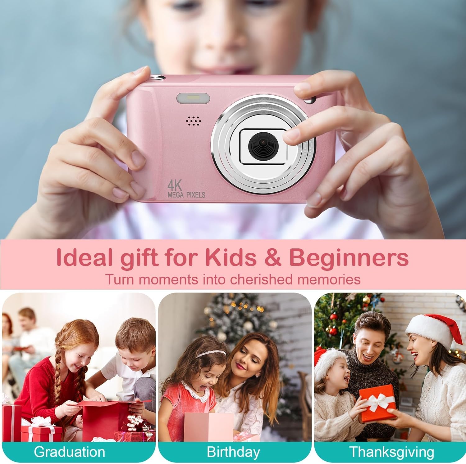Kids Digital Camera Birthday Gift Set | 48MP 1080P + 32GB SD Card