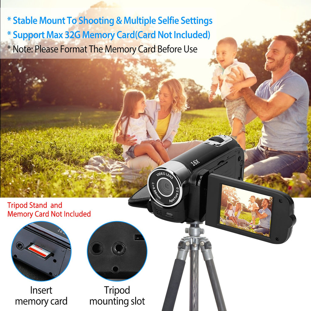 Luxury 270° Rotating Vlog Camera — 1080P HD, 16x Zoom, Built-in Fill Light & Selfie Mode