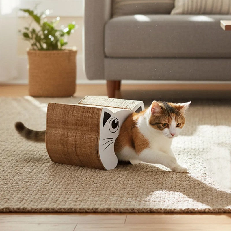 PawKurl Accordion Cat Scratcher Toy – 3-in-1 Honeycomb Scratcher, Bell Ball Track & Cat Bed