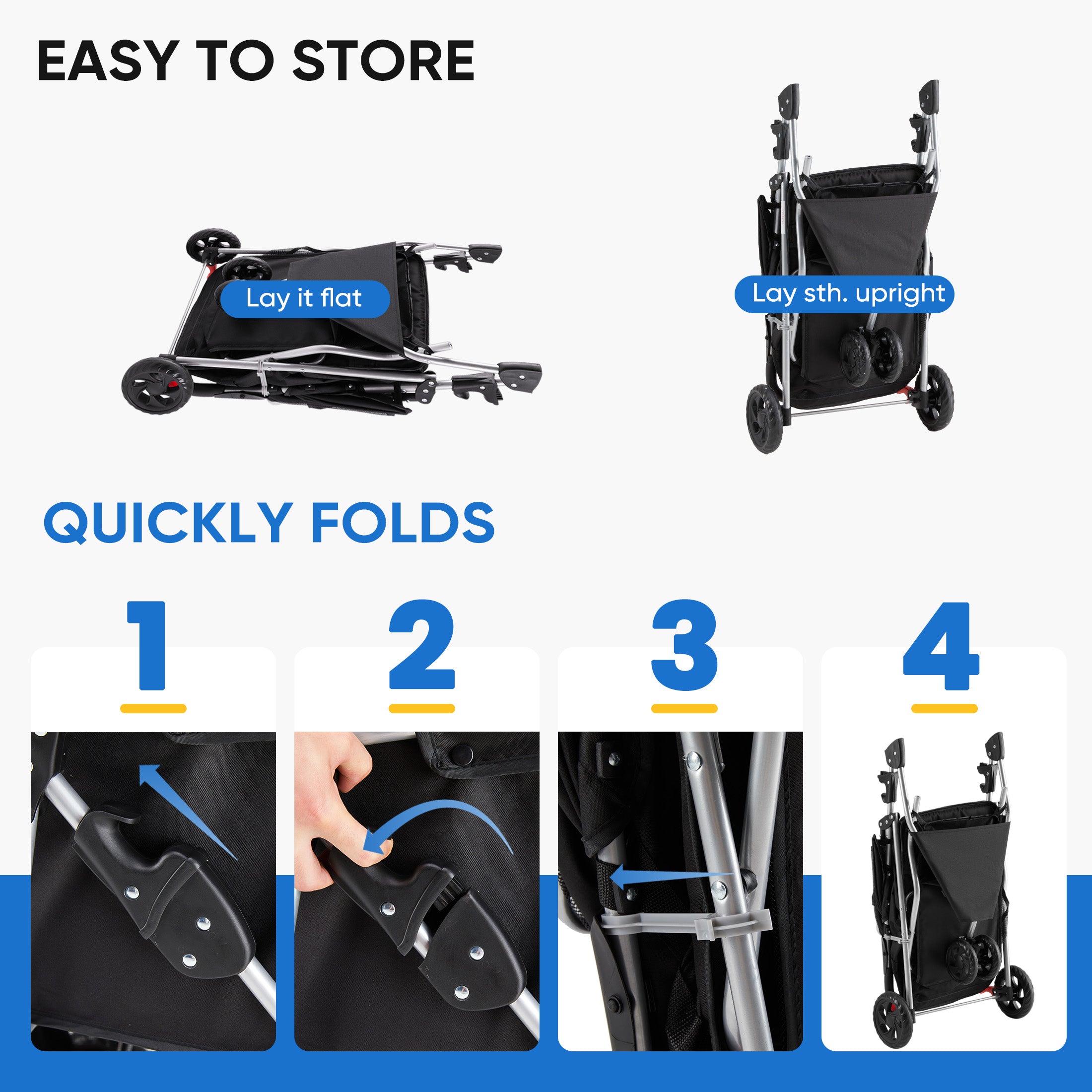 Luxury Pet Stroller Cart for Cats & Dogs — Foldable, All-Terrain, Breathable