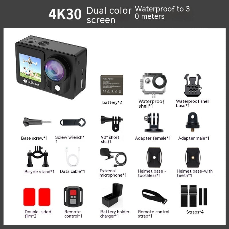 Waterproof 4K Action Camera — 30M Waterproof, Anti-Shake & Wide Angle for Adventure Creators