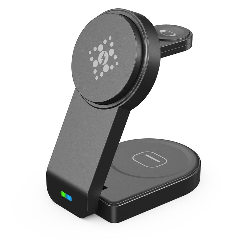 Foldable 3-in-1 Magnetic Wireless Charger Stand — iPhone, Apple Watch & AirPods