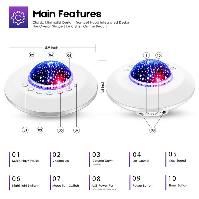DreamGlow™ Baby Sleep Aid Night Light — 20 Soothing Sounds & Soft Glow Nursery Lamp