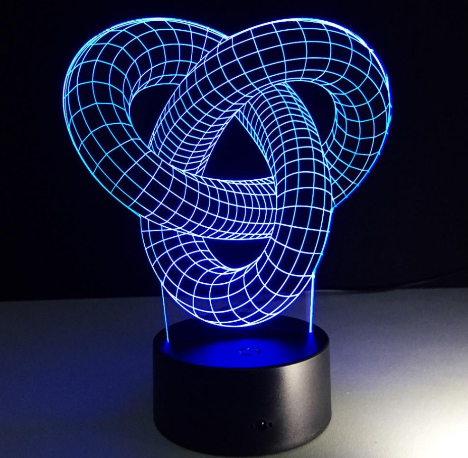 3D Optical Illusion LED Lamp — Holographic Knot Night Light, Remote & Touch Control