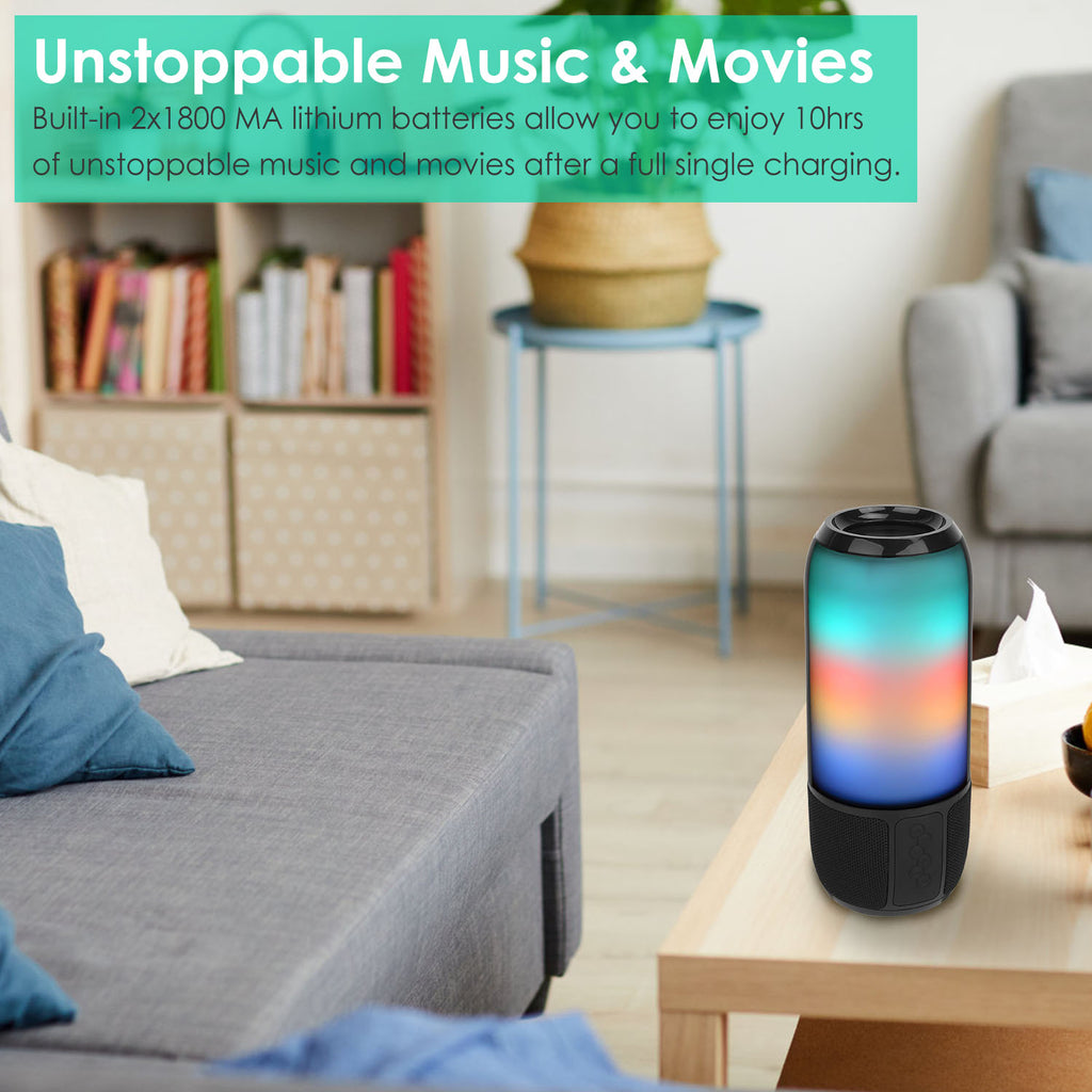RGB Party Speaker — 6 Color Light Show, TWS Stereo, 10H Battery & Multi-Mode Playback