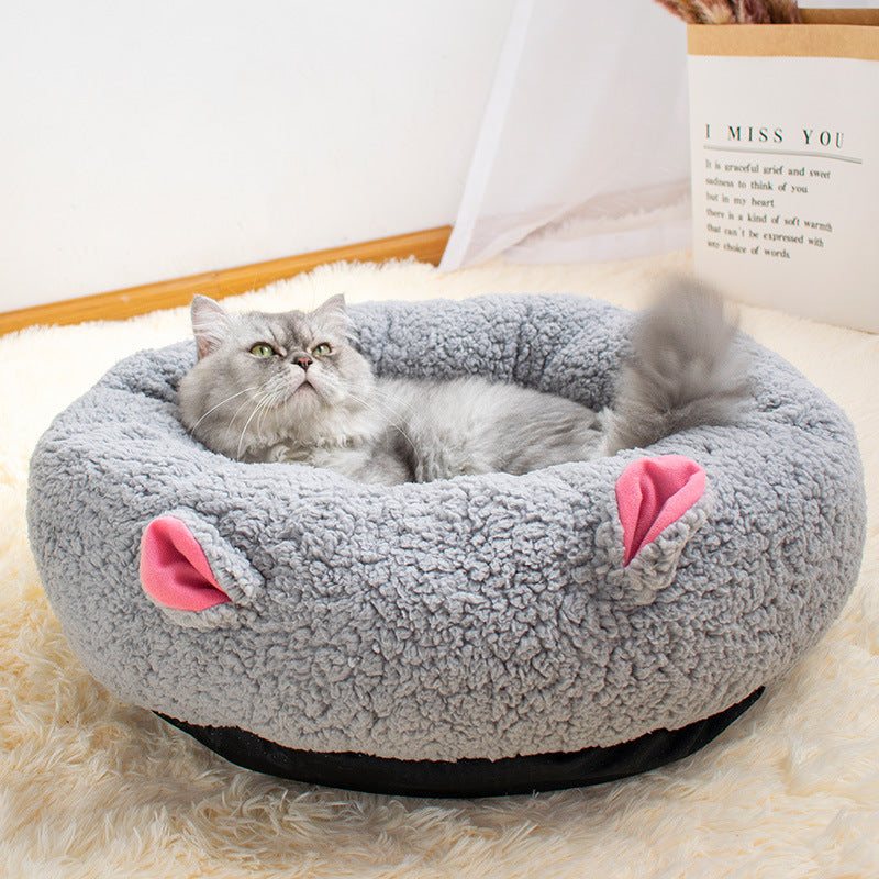 Premium Lamb Wool Round Pet Bed — Deep Sleep Donut Nest, Ultra-Soft, 3 Sizes