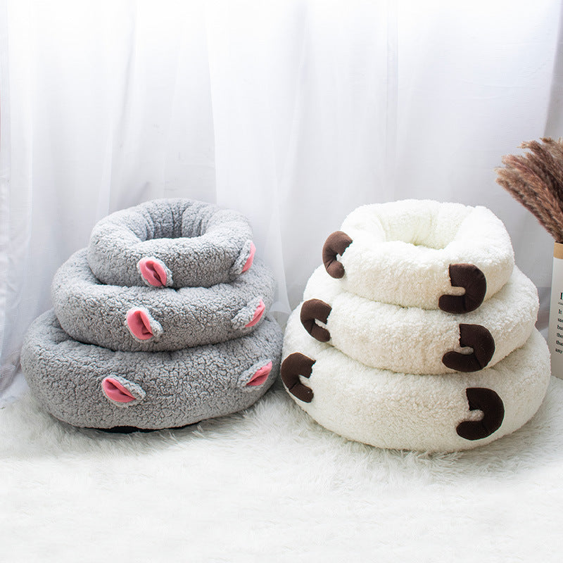 Premium Lamb Wool Round Pet Bed — Deep Sleep Donut Nest, Ultra-Soft, 3 Sizes