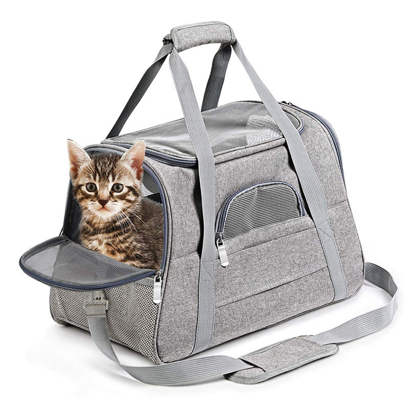 Luxury Breathable Foldable Pet Carrier Bag – Soft-Sided Travel Handbag for Cats & Dogs