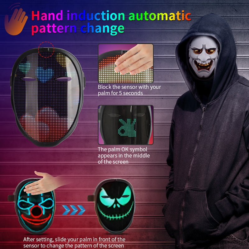 APP-Controlled LED Face-Changing Glowing Mask | Music Reactive DIY Party Mask