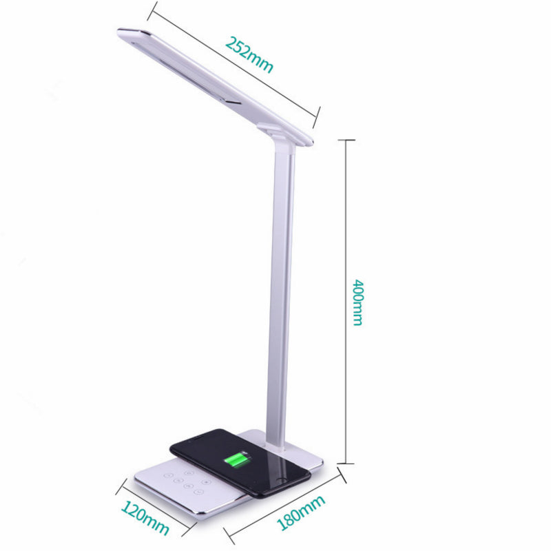 2-in-1 LED Desk Lamp & Wireless Charger | Foldable Touch Dimmer Bedside Light
