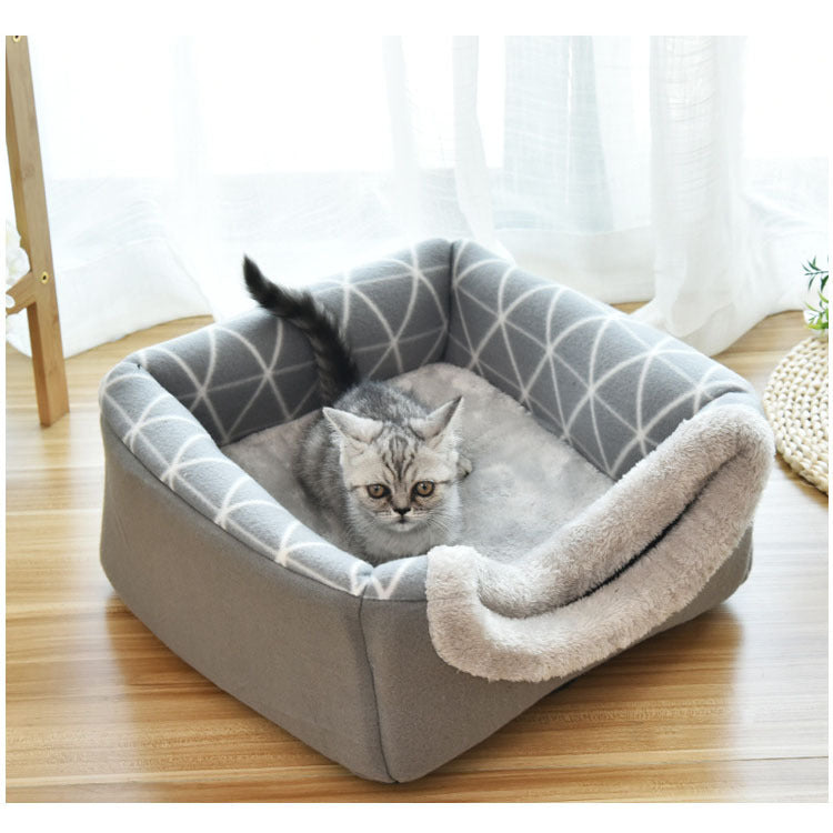 Premium Space Capsule Cat House — Flannel Tunnel Bed, All Seasons, 2 Colors & 2 Sizes