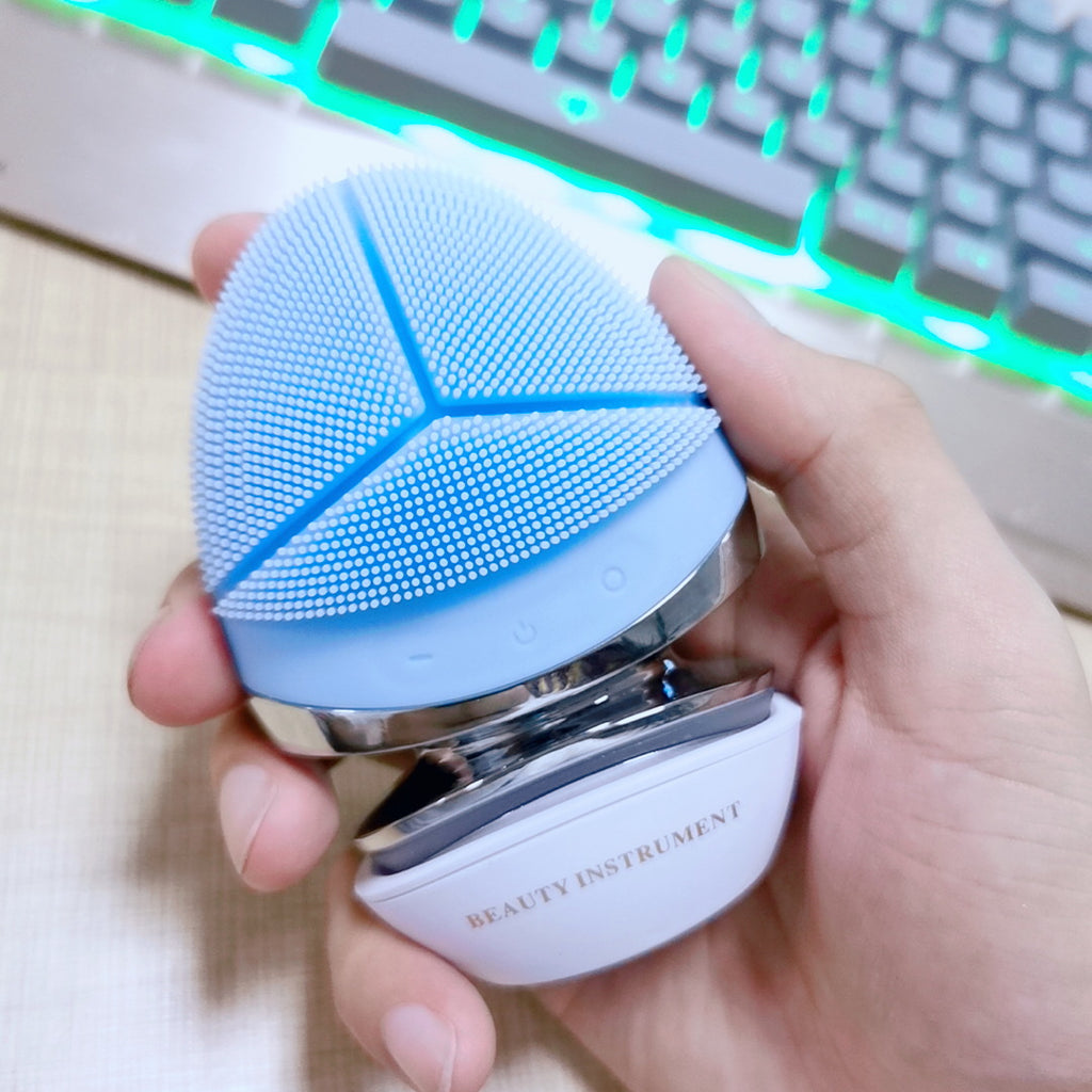 Luxury 5-in-1 Silicone Facial Cleansing & Lifting Device — Ultrasonic, EMS Microcurrent, IPL, Heat & Vibration Skin Care Tool