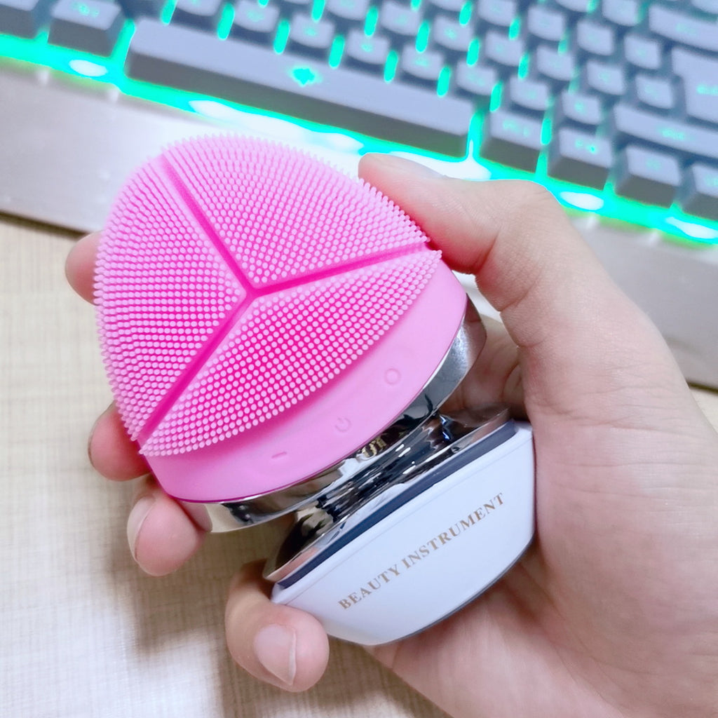 Luxury 5-in-1 Silicone Facial Cleansing & Lifting Device — Ultrasonic, EMS Microcurrent, IPL, Heat & Vibration Skin Care Tool