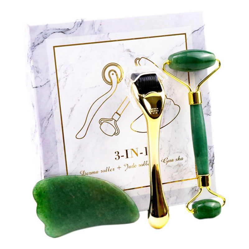 Luxury Crystal Gua Sha & Jade Roller Spa Set | Micro-needle Face Scraping Beauty Ritual