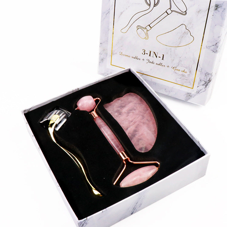 Luxury Crystal Gua Sha & Jade Roller Spa Set | Micro-needle Face Scraping Beauty Ritual