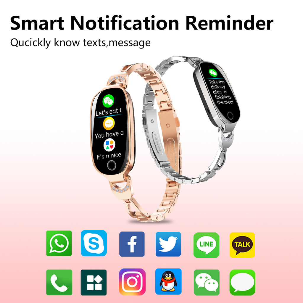 Luxury Women's Bling Smartwatch — Menstrual Cycle, Heart Rate, Remote Photography & More