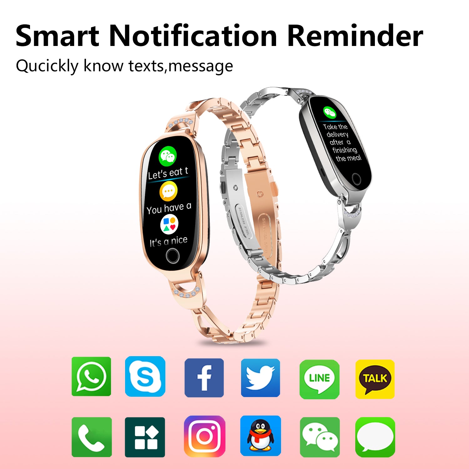 Luxury Women's Bling Smartwatch — Menstrual Cycle, Heart Rate, Remote Photography & More