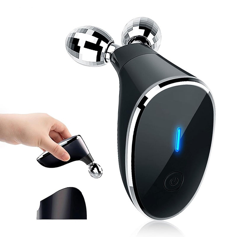 Luxury 3-Head Electric Roller EMS Facial Massager — Inductive Therapy, Skin Rejuvenation & Face Lifting Beauty Device