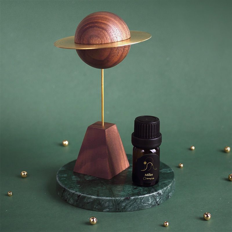 Luxury Asteroid Aromatherapy Oil Diffuser — Black Walnut Sculptural Home Scent