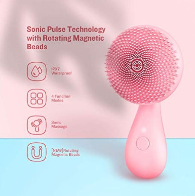 Sonic Silicone Face Cleansing Brush | 4-Mode Vibration Deep Pore Cleanser with Gold Charging Dock
