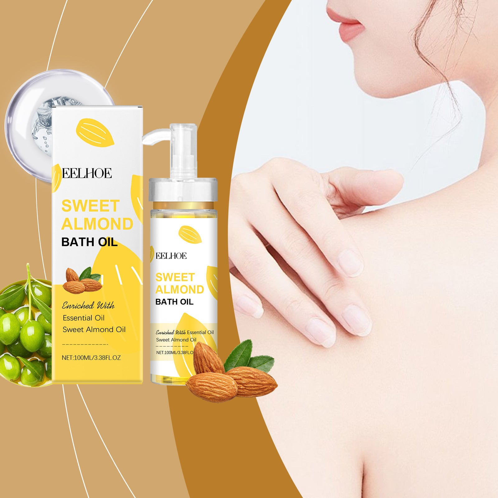 Luxury Daily Body & Skin Massage Oil — Almond & Olive Oil Nourishing Skin Care Formula 100ml