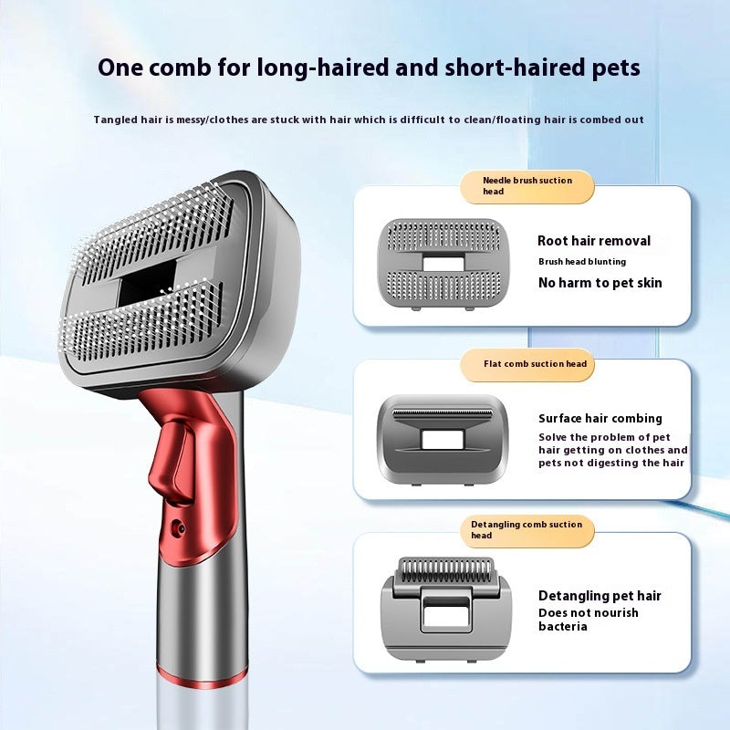Luxury Professional Pet Hair Suction Grooming Kit — 5-Suit Shaver & Comb Set for Dogs & Cats