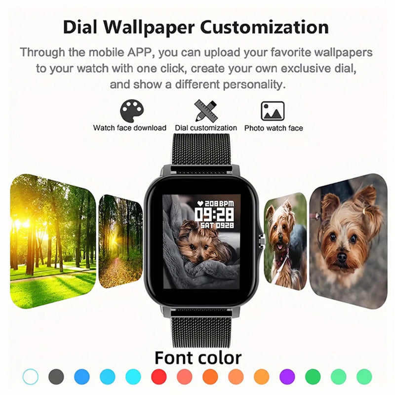 "Bluetooth calling smart watch with 1.44 inch touch screen"
"Smart watch making phone call hands-free"
"Full touch screen fitness watch with Bluetooth calling"
"Unisex smart watch with heart rate monitor"
"Water resistant Bluetooth calling smart watch"
