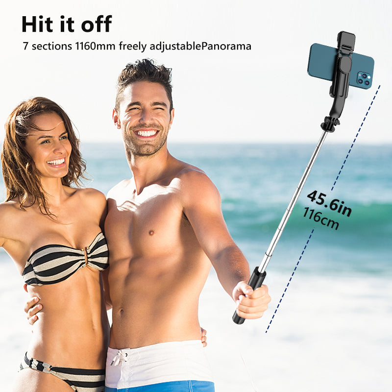 "3-in-1 Bluetooth selfie stick tripod with LED ring light"
"Selfie stick tripod extended with phone holder"
"LED light selfie stick for photography"
"Bluetooth remote control selfie stick tripod"
"Portable selfie stick with adjustable LED lights"