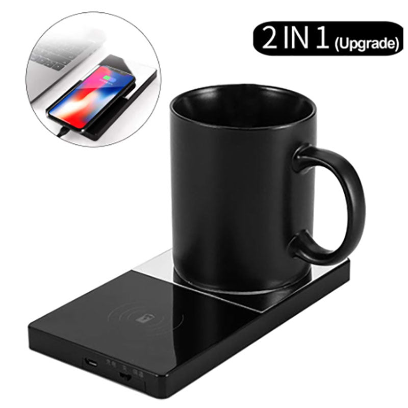 2-in-1 Smart Mug Warmer & Wireless Charger | Keep Your Coffee Hot All Day