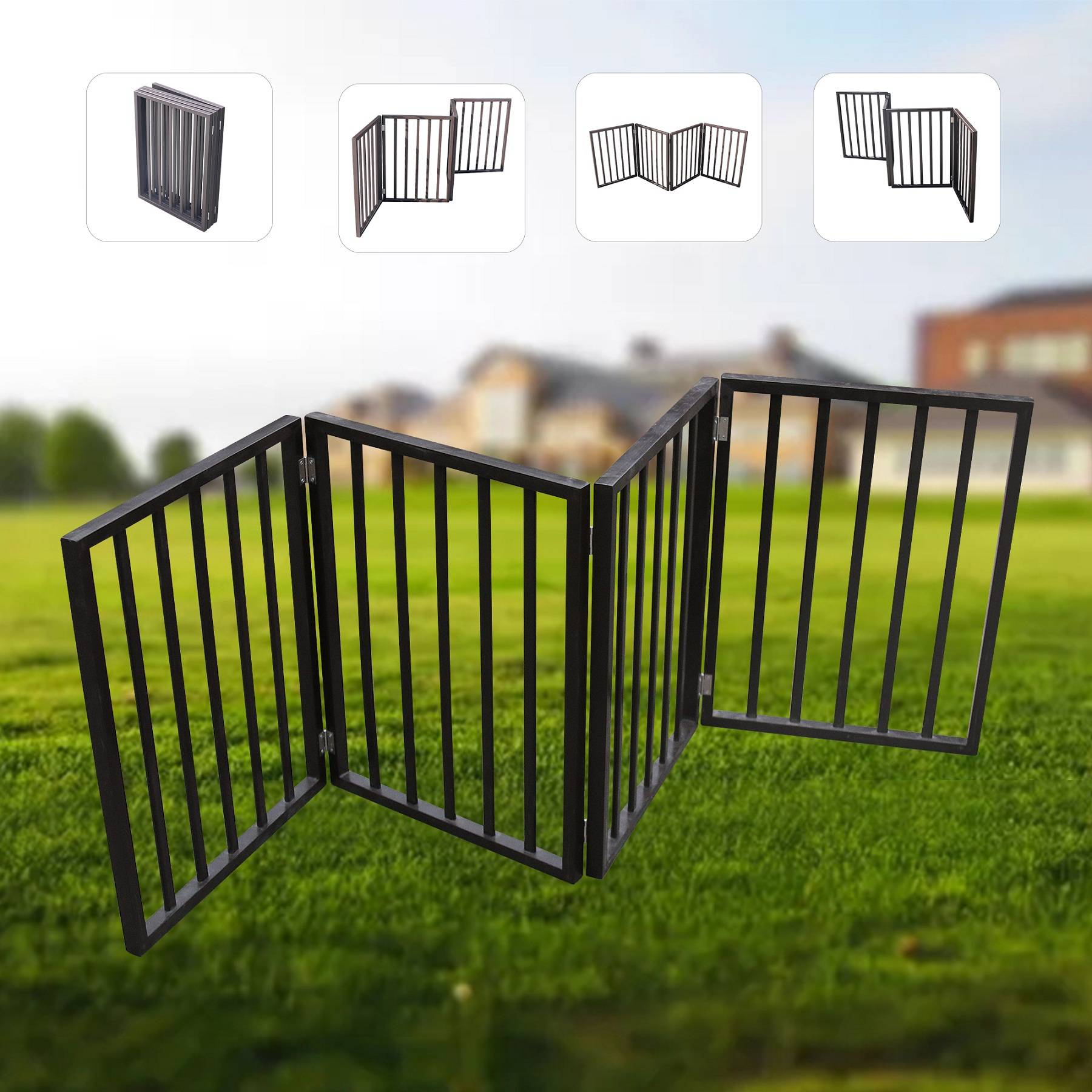 Foldable Pet Gate — Dog & Cat Safety Gate for Doorways, Stairs & Rooms