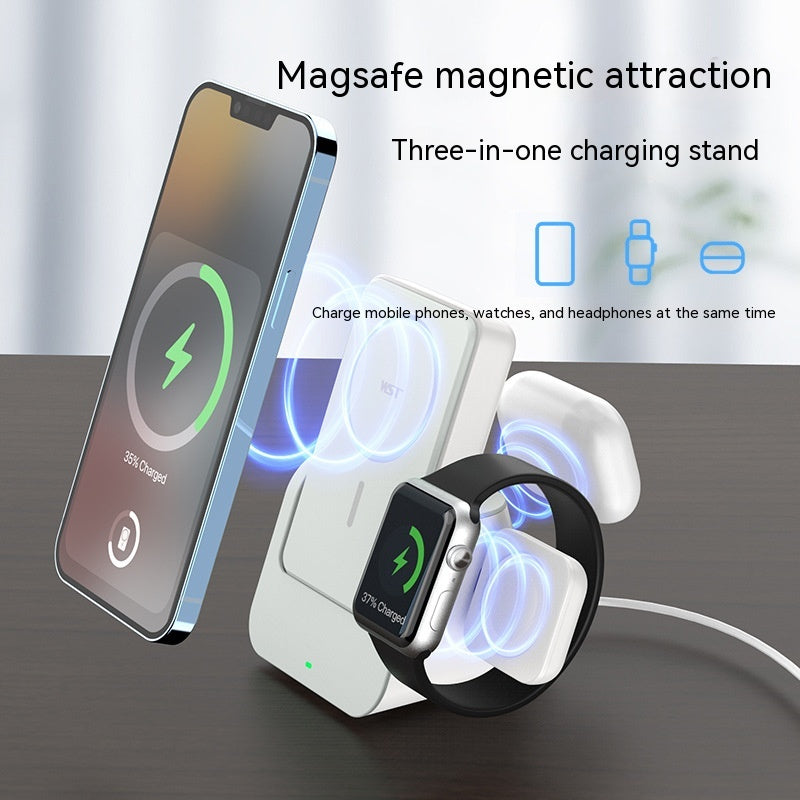 Image 1: "Magnetic wireless power bank 10000mAh with phone holder and MagSafe charging"
Image 2: "Portable power bank with magnetic attachment and kickstand for iPhone"
Image 3: "10000mAh wireless charger power bank with foldable phone stand"
Image 4: "3-in-1 magnetic power bank charging phone with built-in holder"
Image 5: "MagSafe compatible power bank with wireless charging and kickstand"
Image 6: "Portable magnetic charger 10000mAh with LED battery indicator"