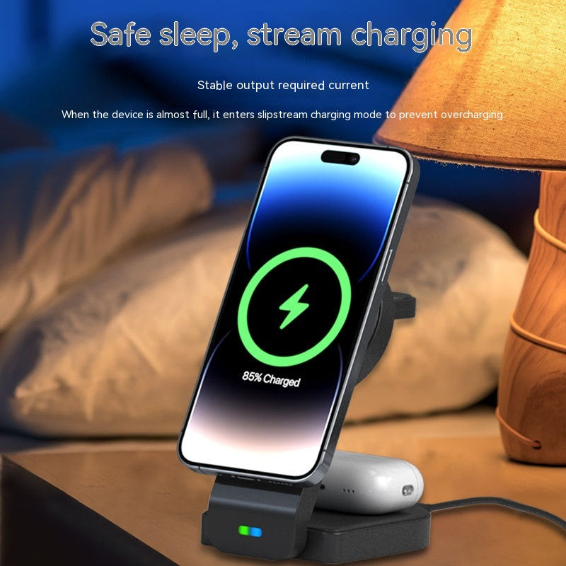Foldable 3-in-1 Magnetic Wireless Charger Stand — iPhone, Apple Watch & AirPods