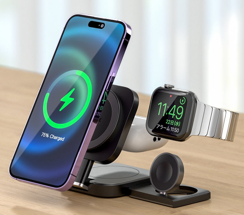Desktop 3-in-1 Wireless Charger Station — iPhone, Apple Watch & AirPods
