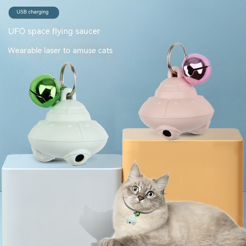 PawSpin Flying Saucer Bell Cat Toy – USB Rechargeable Self-Entertaining Spinning Toy | Green & Pink