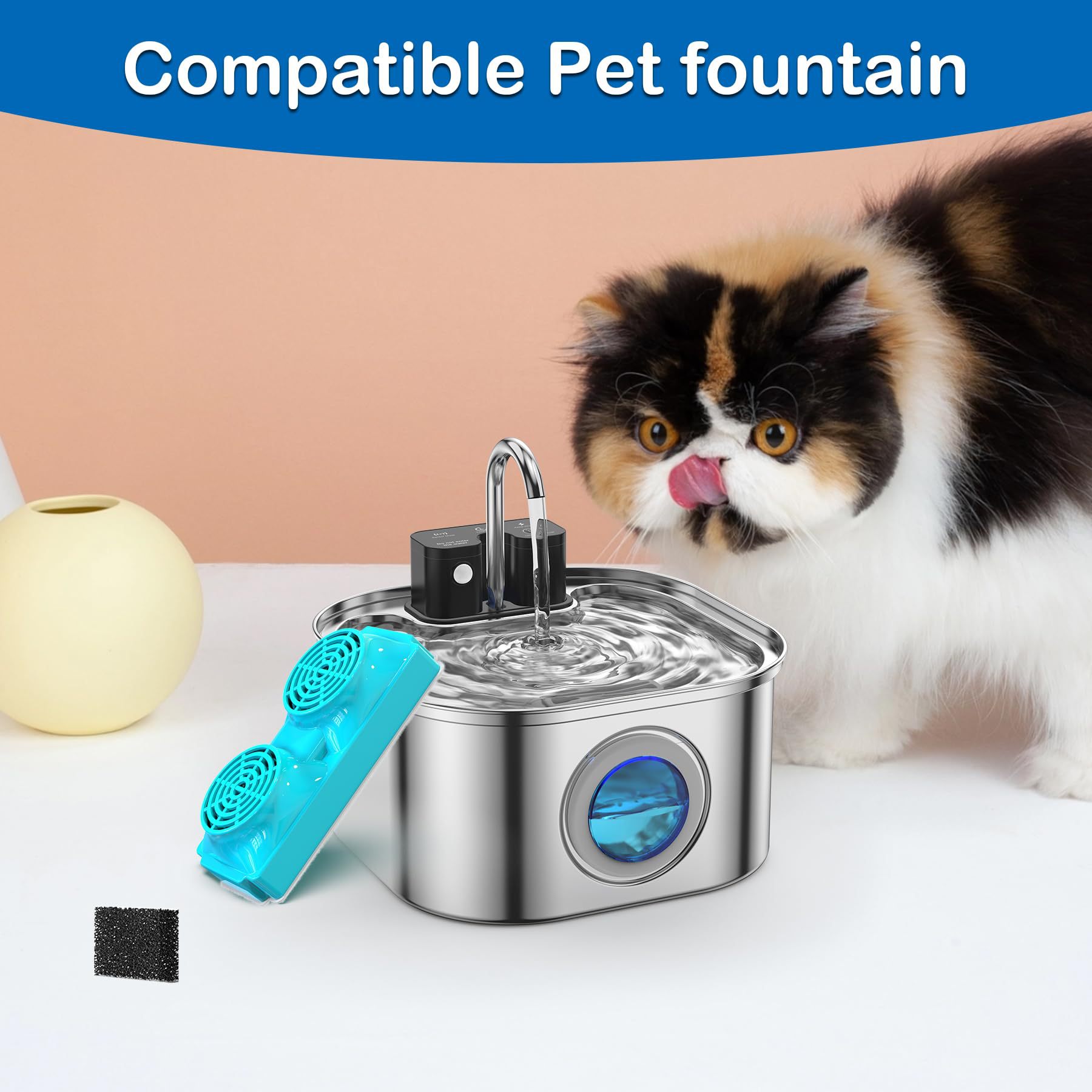 Premium Dog & Cat Water Fountain Filter Set — Double Wing, PP Activated Carbon