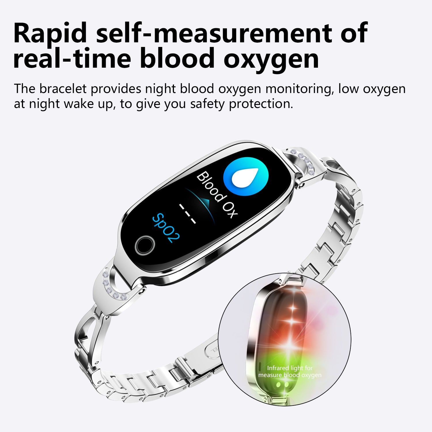 Luxury Women's Bling Smartwatch — Menstrual Cycle, Heart Rate, Remote Photography & More