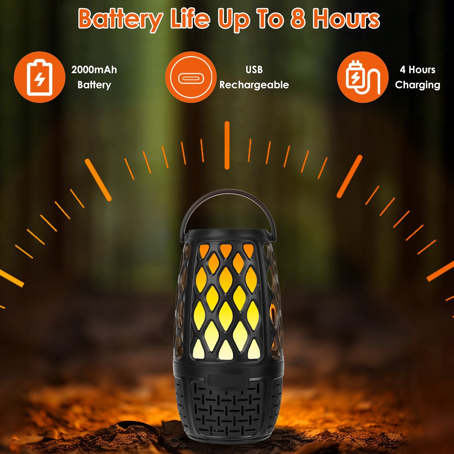 4-in-1 LED Flame Bluetooth 5.3 Speaker | Outdoor Waterproof | 10W | Sync 100 Speakers