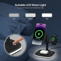 Image 1: "Magnetic 3-in-1 wireless charger for iPhone AirPods Apple Watch"
Image 2: "3-in-1 charging station with MagSafe compatibility for Apple devices"
Image 3: "Wireless charger charging iPhone Apple Watch and AirPods simultaneously"
Image 4: "Magnetic wireless charging station with compact design"
Image 5: "3-in-1 charger showing iPhone magnetic alignment and Apple Watch stand"
Image 6: "MagSafe compatible wireless charger with LED indicators"
Image 7: "Compact 3-in-1 wireless charging station on desk"