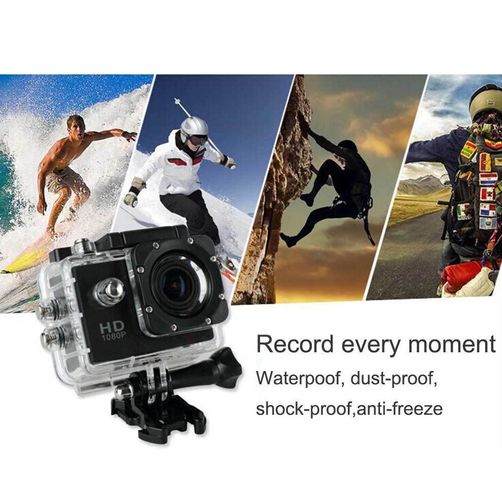 Luxury 1080P Waterproof Action Sports Camera — 140° Wide-Angle, 30M Waterproof, 8 Colors