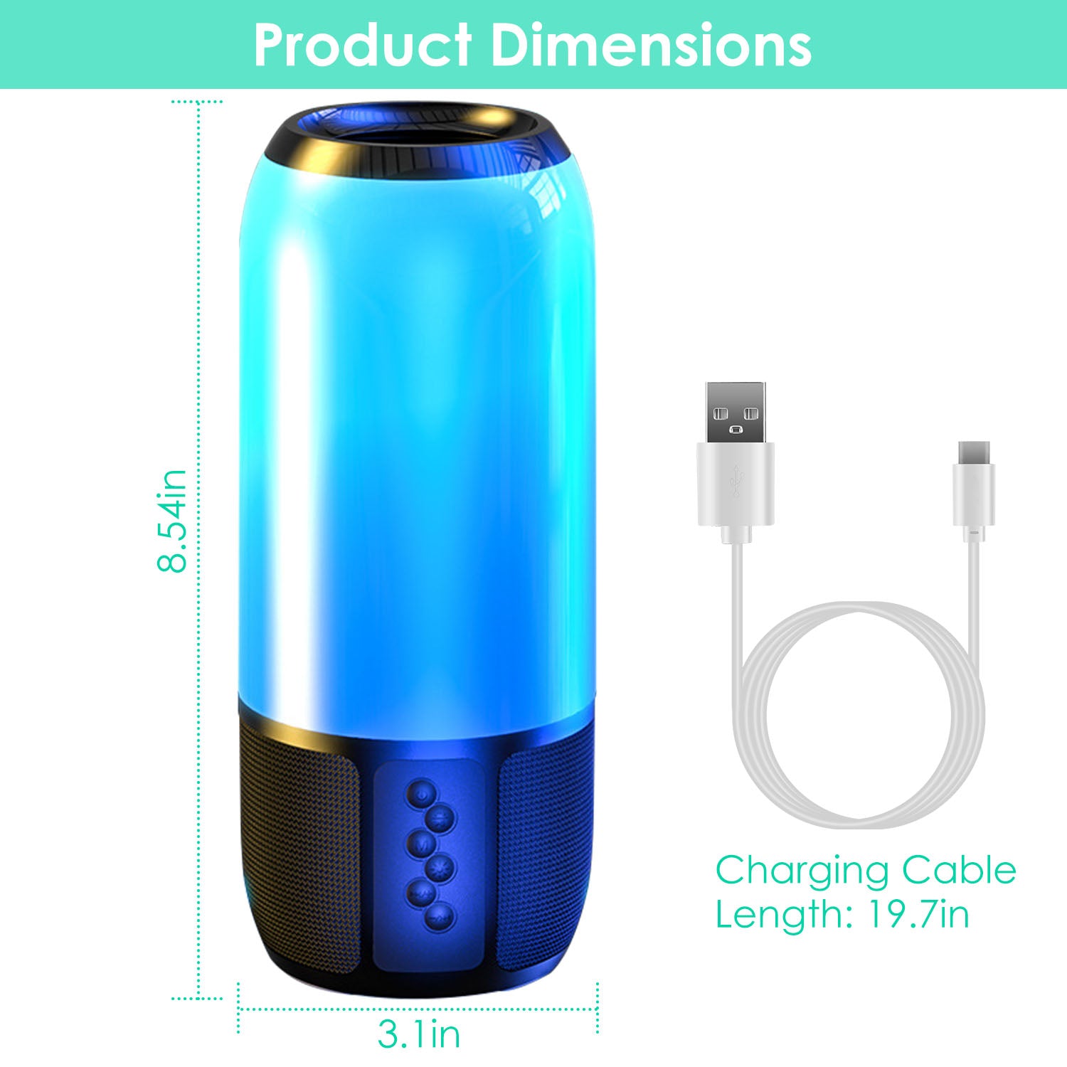 RGB Party Speaker — 6 Color Light Show, TWS Stereo, 10H Battery & Multi-Mode Playback