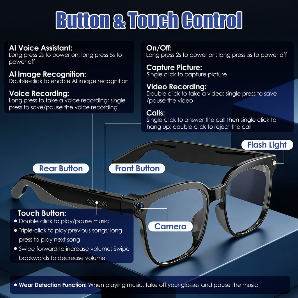 AI Smart Glasses — 8MP Camera, 139-Language Translation & Voice Assistant