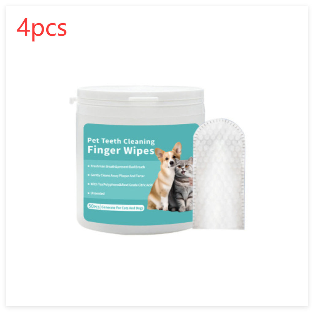 Luxury Pet Dental & Ear Care Cleaning Wipes – Disposable Fingertip Wipes for Cats & Dogs
