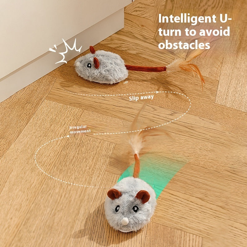 PawHunt Electric Mouse Cat Toy – Auto-Moving Plush Interactive Pole Toy for Cats | 3 Colors