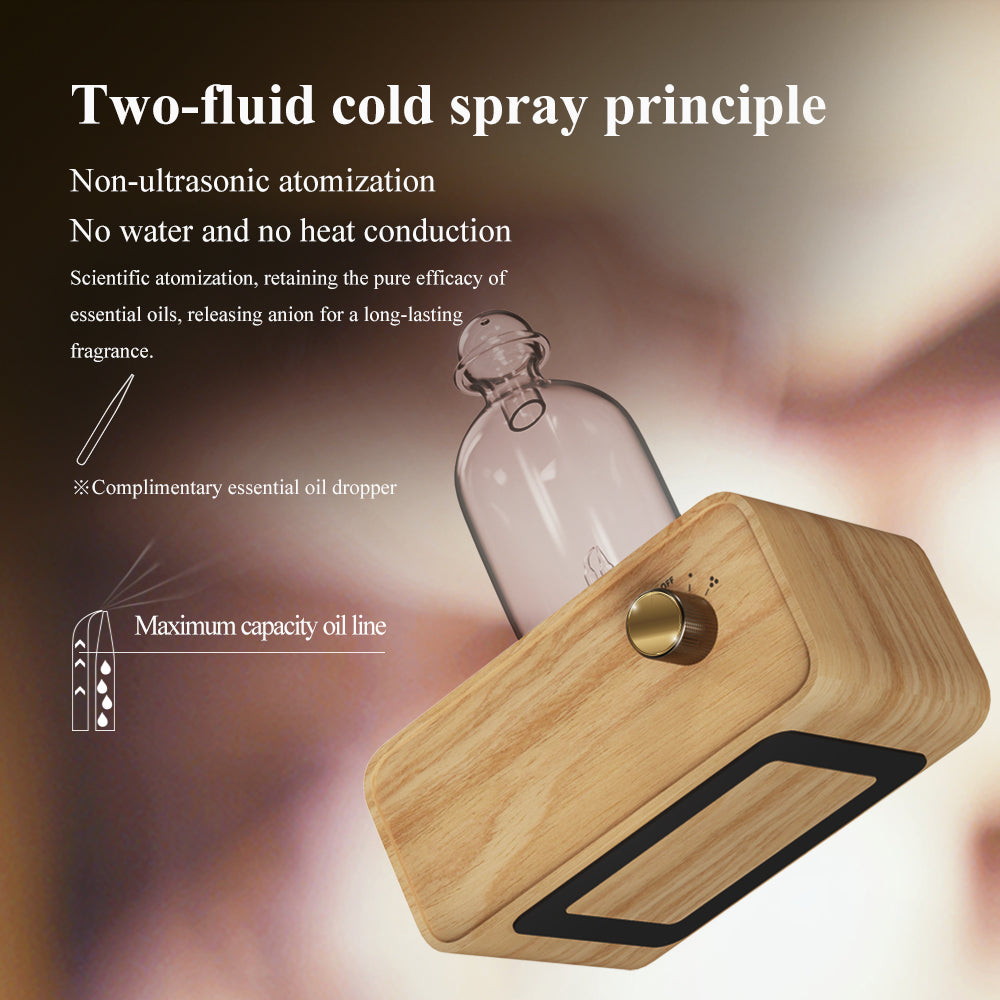 Luxury Waterless Essential Oil Aroma Diffuser — Wood & Glass Scent Machine, Home & Office