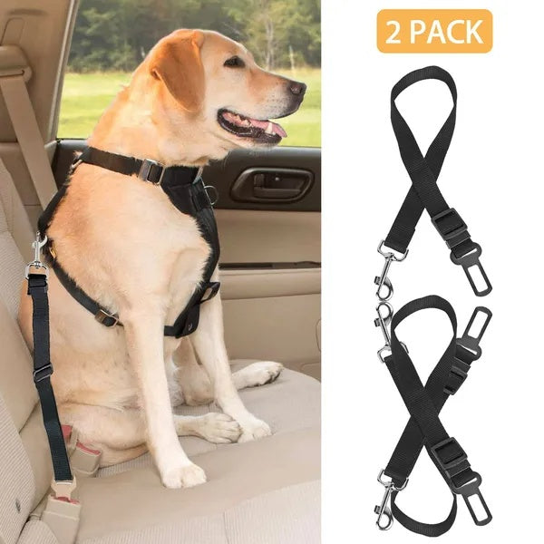 Premium 2-Pack Pet Car Safety Seat Belt — Adjustable Harness Leash for Dogs & Cats