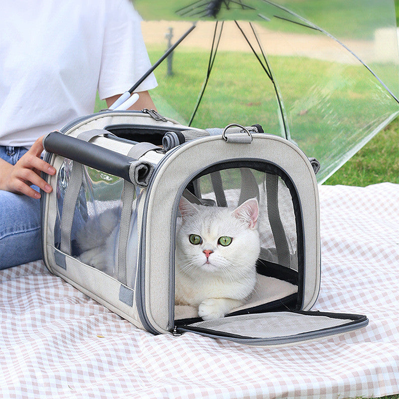 Luxury Transparent Breathable Foldable Pet Carrier Bag – Outdoor Cat & Dog Bag